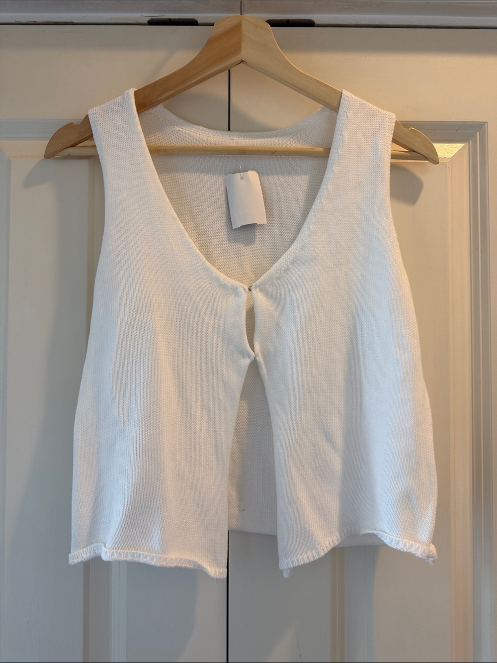 White Sleeveless Knit Crop Top - Women